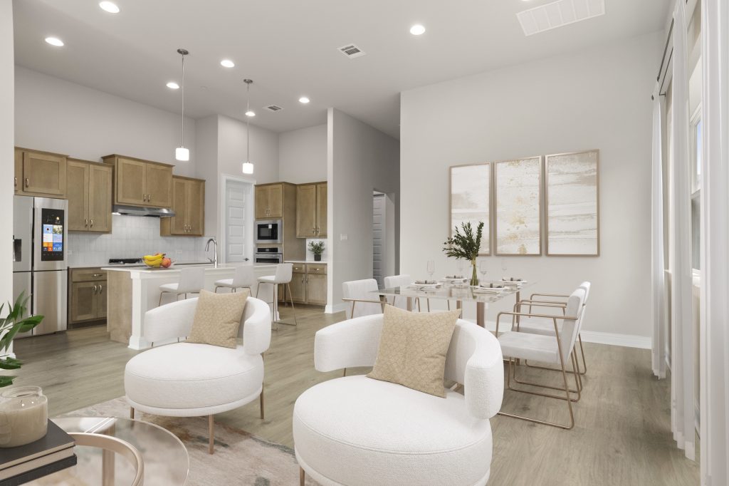 furnished kitchen and dining area