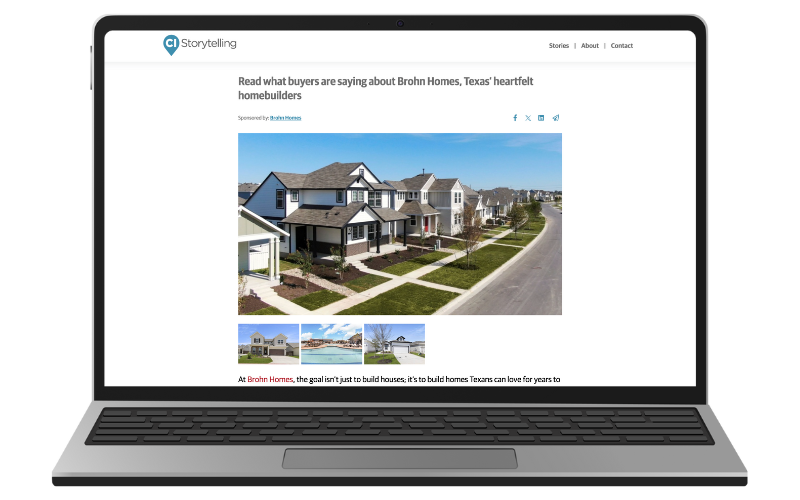 Community Impact Features Brohn Home in Article with laptop mockup